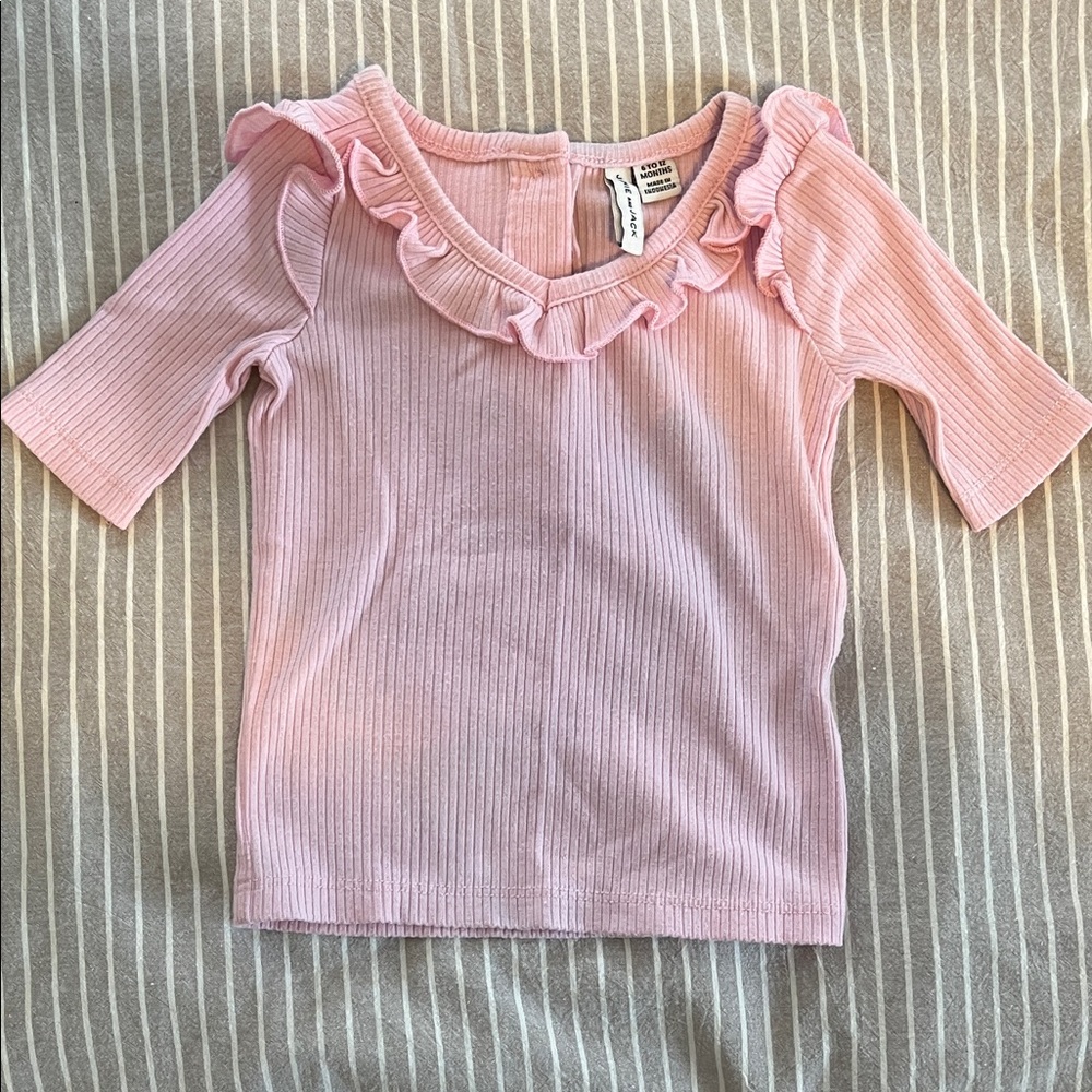 Janie and Jack Light Pink Ruffled Short Sleeve Tee